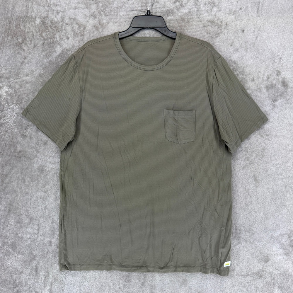 Vuori Mens Tradewind Performance Pocket T-Shirt Olive Green Micro Stripe XL V196